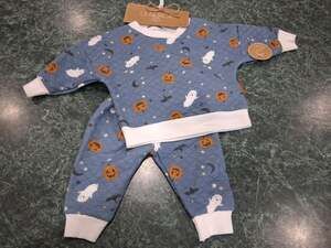 Lila & Jack 3-6M Set Quilted Halloween Ghost Pumpkin Blue Sweatshirt And Pants